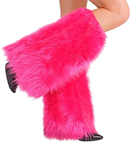 E-Carnavalskleding.nl Beenwarmers pluche neon roze Julia