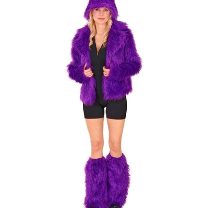 E-Carnavalskleding.nl Beenwarmers pluche paars Roos