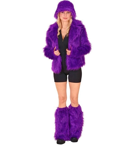 E-Carnavalskleding.nl Beenwarmers pluche paars Roos