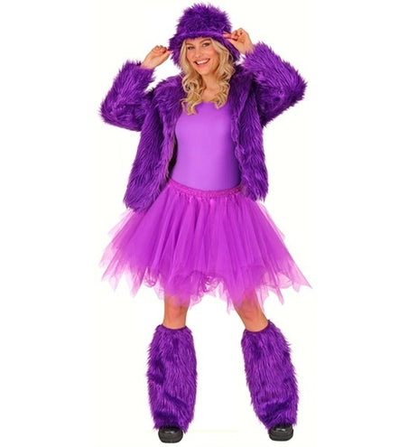 E-Carnavalskleding.nl Beenwarmers pluche paars Roos
