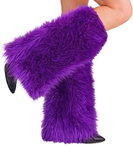 E-Carnavalskleding.nl Beenwarmers pluche paars Roos