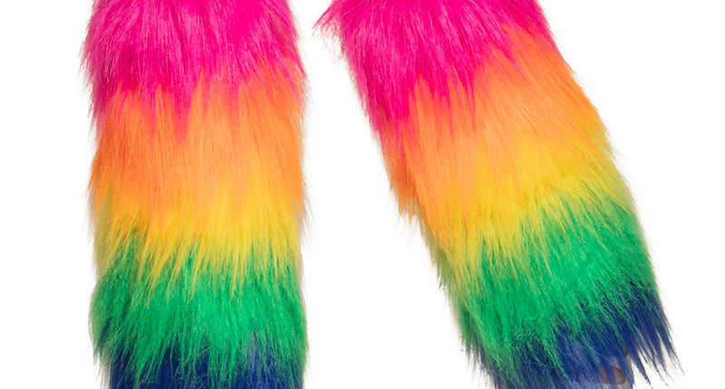 E-Carnavalskleding.nl Beenwarmers pluche Regenboog rave