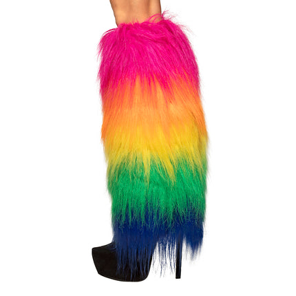 E-Carnavalskleding.nl Beenwarmers pluche Regenboog rave