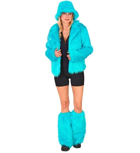 E-Carnavalskleding.nl Beenwarmers pluche turquoise Siem