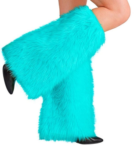 E-Carnavalskleding.nl Beenwarmers pluche turquoise Siem