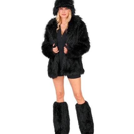 E-Carnavalskleding.nl Beenwarmers pluche zwart Sanne