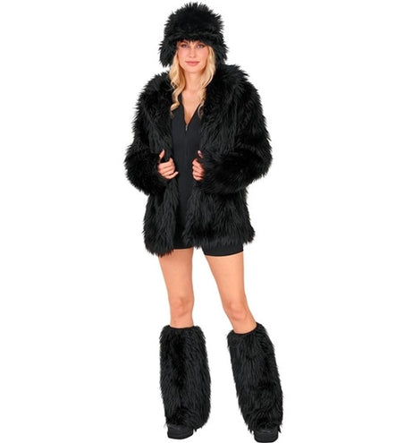 E-Carnavalskleding.nl Beenwarmers pluche zwart Sanne