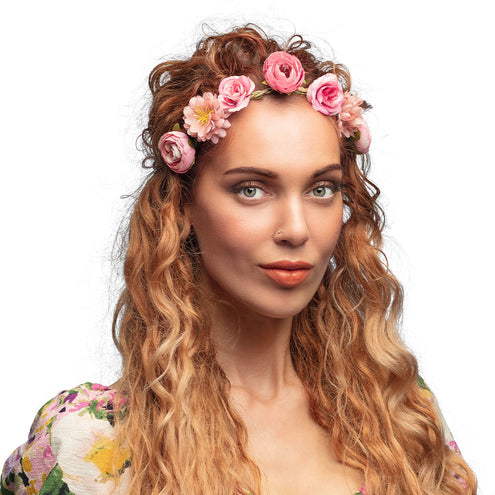 E-Carnavalskleding.nl Bloemen hoofdband Eivissa roze