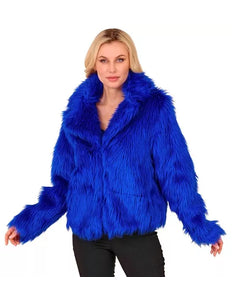 E-Carnavalskleding.nl Bontjas pluche dames blauw kostuum Lara