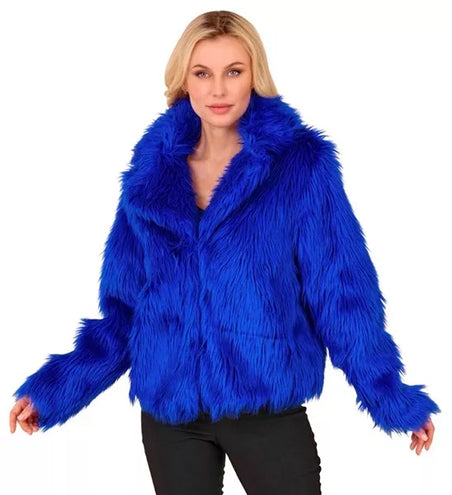 E-Carnavalskleding.nl Bontjas pluche dames blauw kostuum Lara