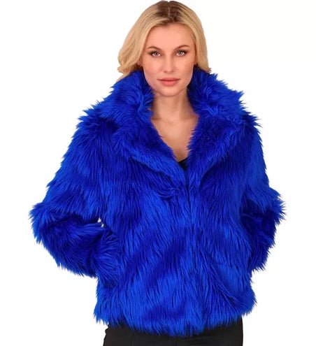 E-Carnavalskleding.nl Bontjas pluche dames blauw kostuum Lara