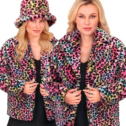 E-Carnavalskleding.nl Bontjas pluche dames luipaard multi kostuum Niek