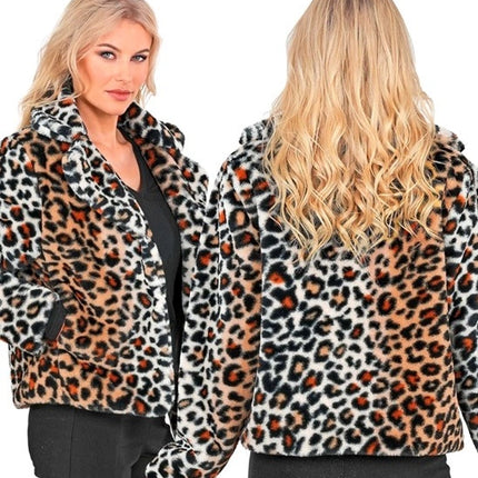 E-Carnavalskleding.nl Bontjas pluche dames luipaard print kostuum Niela