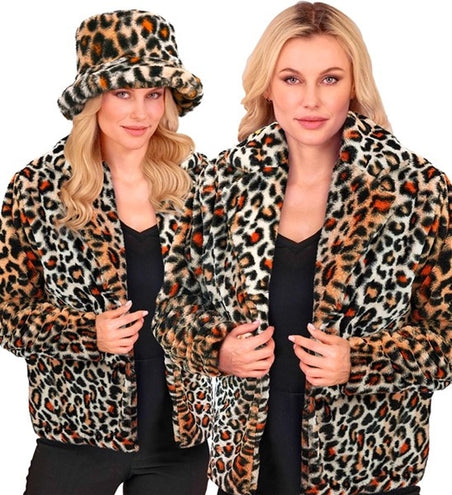 E-Carnavalskleding.nl Bontjas pluche dames luipaard print kostuum Niela