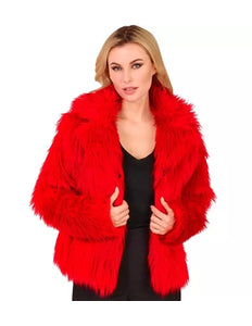 E-Carnavalskleding.nl Bontjas pluche dames rood kostuum Fleur
