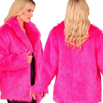 E-Carnavalskleding.nl Bontjas pluche neon roze kostuum Lotte