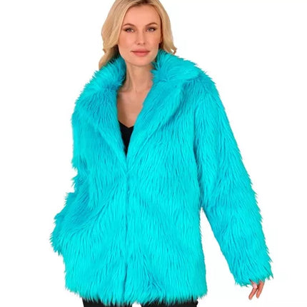 E-Carnavalskleding.nl Bontjas pluche turquoise kostuum Gijs