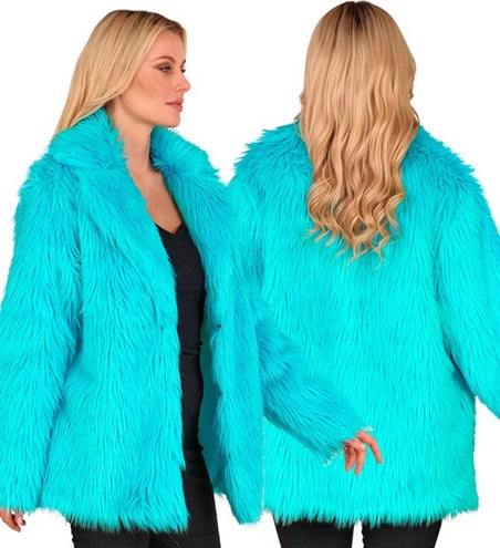 E-Carnavalskleding.nl Bontjas pluche turquoise kostuum Gijs