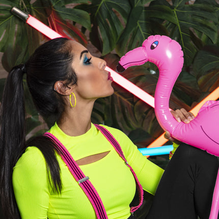 E-Carnavalskleding.nl Bretels Ruches neon roze