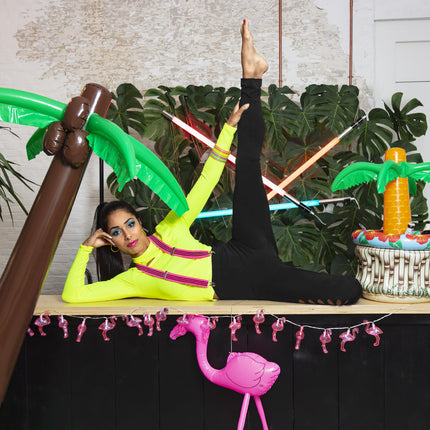 E-Carnavalskleding.nl Bretels Ruches neon roze