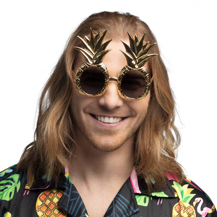 E-Carnavalskleding.nl Bril Ananas goud
