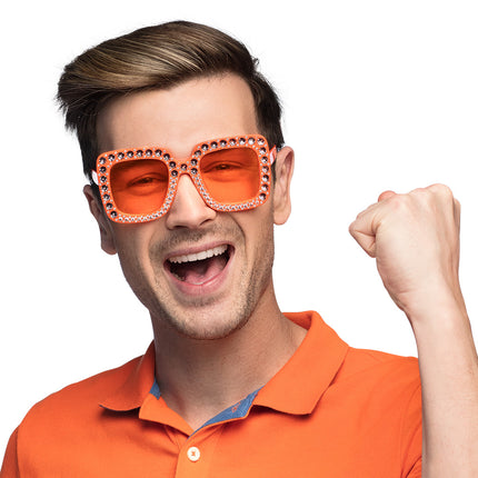E-Carnavalskleding.nl Bril Bling bling oranje