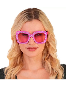 E-Carnavalskleding.nl Bril roze met strass Fleur