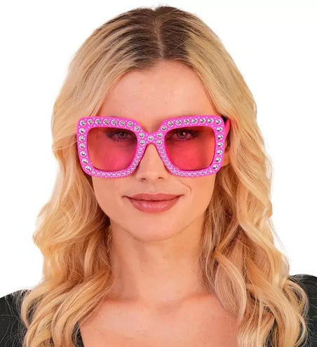 E-Carnavalskleding.nl Bril roze met strass Fleur