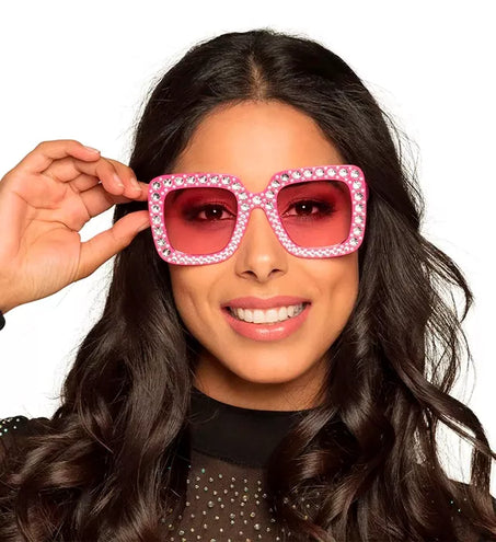 E-Carnavalskleding.nl Bril roze met strass Fleur
