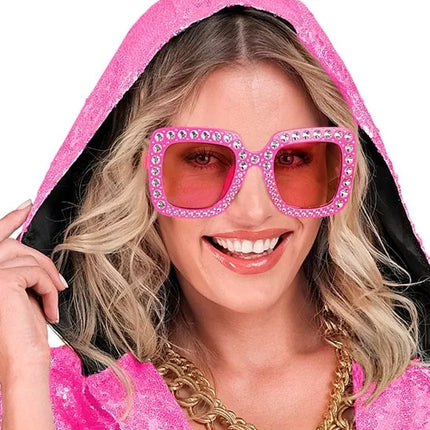 E-Carnavalskleding.nl Bril roze met strass Fleur