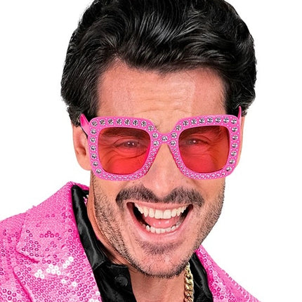 E-Carnavalskleding.nl Bril roze met strass Fleur