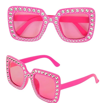 E-Carnavalskleding.nl Bril roze met strass Fleur