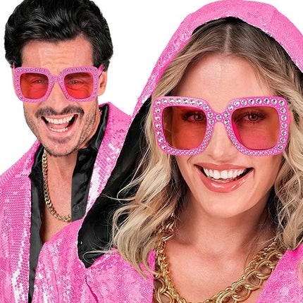 E-Carnavalskleding.nl Bril roze met strass Fleur