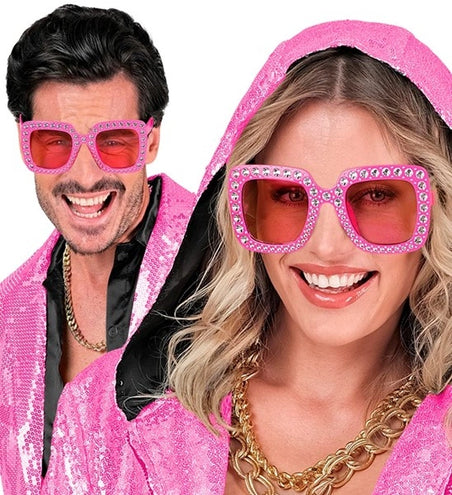 E-Carnavalskleding.nl Bril roze met strass Fleur