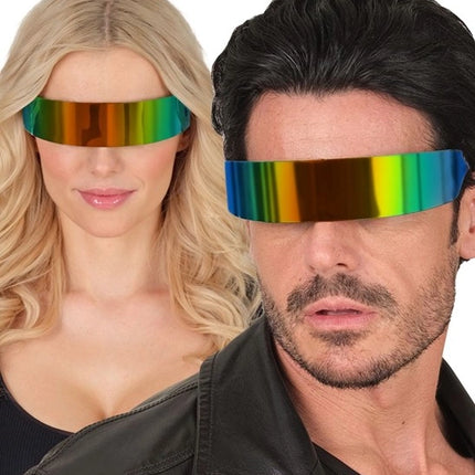 E-Carnavalskleding.nl Bril spiegelglas regenboog Stijn