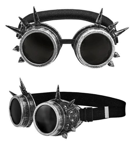 E-Carnavalskleding.nl Bril steampunk antiek zilver gespijkerd Mees