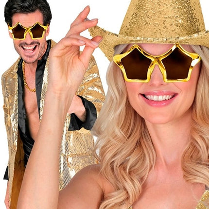 E-Carnavalskleding.nl Bril sterren goud Bram