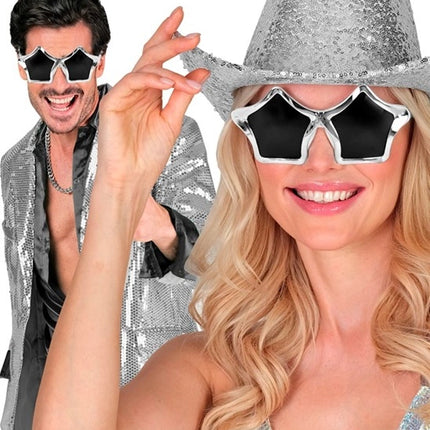 E-Carnavalskleding.nl Bril sterren zilver Sara