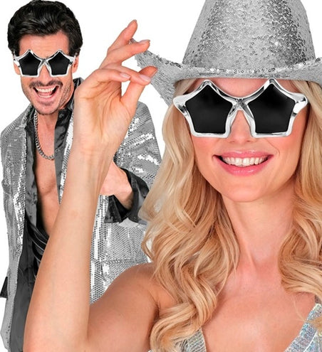 E-Carnavalskleding.nl Bril sterren zilver Sara