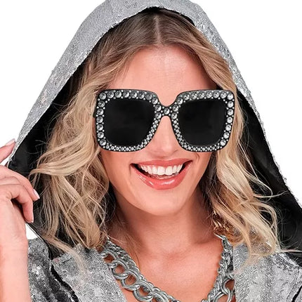 E-Carnavalskleding.nl Bril zwart met strass Gijs