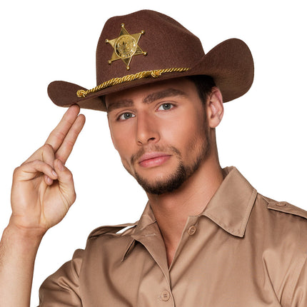 E-Carnavalskleding.nl Bruine sheriff hoed Politie USA