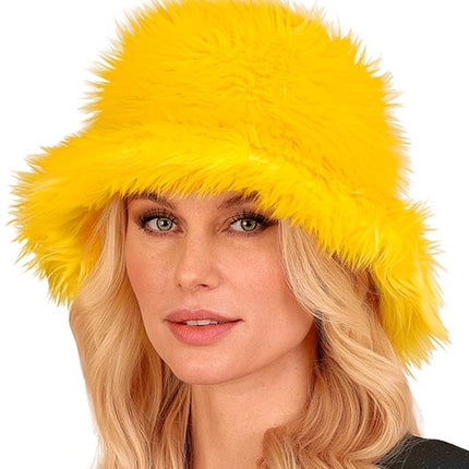E-Carnavalskleding.nl Bucket hat pluche geel Evi