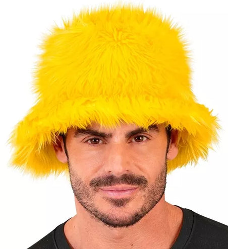 E-Carnavalskleding.nl Bucket hat pluche geel Evi
