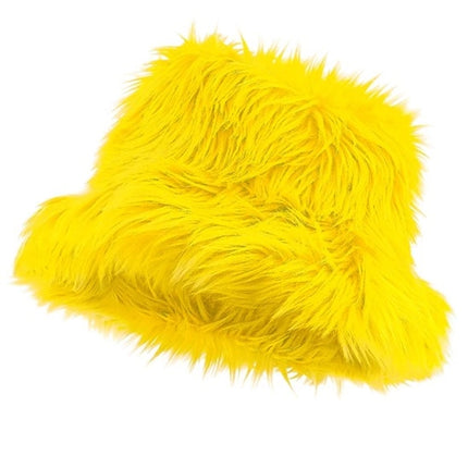 E-Carnavalskleding.nl Bucket hat pluche geel Evi
