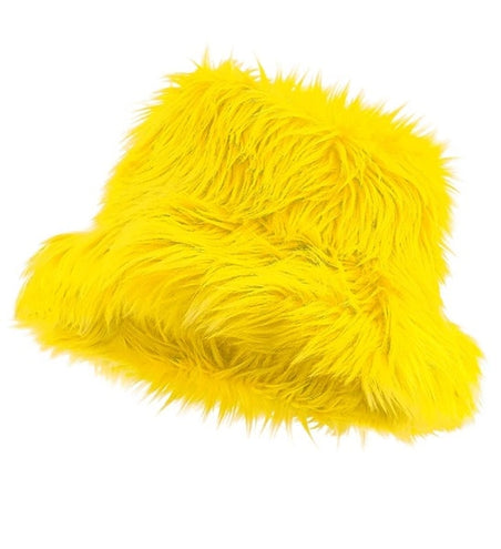 E-Carnavalskleding.nl Bucket hat pluche geel Evi