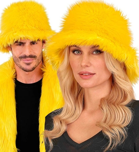 E-Carnavalskleding.nl Bucket hat pluche geel Evi