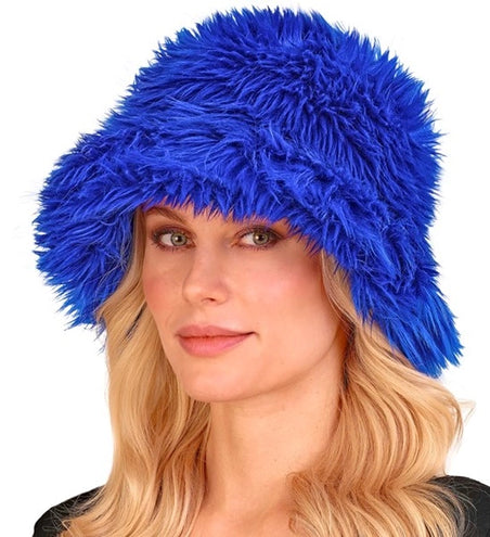 E-Carnavalskleding.nl Bucket hat pluche koningsblauw Mats