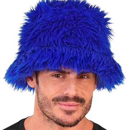 E-Carnavalskleding.nl Bucket hat pluche koningsblauw Mats