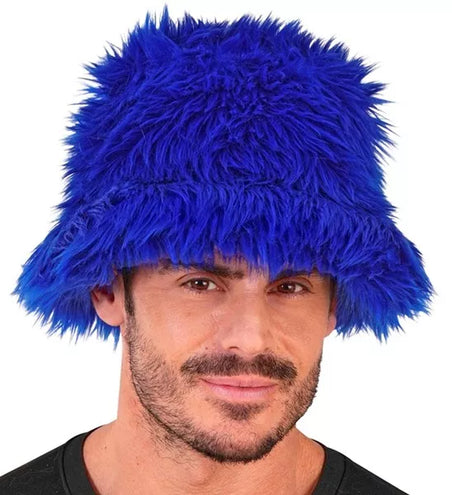 E-Carnavalskleding.nl Bucket hat pluche koningsblauw Mats