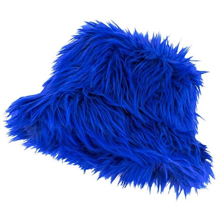 E-Carnavalskleding.nl Bucket hat pluche koningsblauw Mats